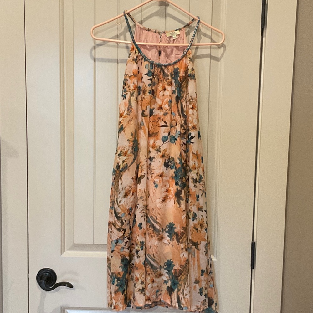 Kori Turquoise and Peach Floral Dress